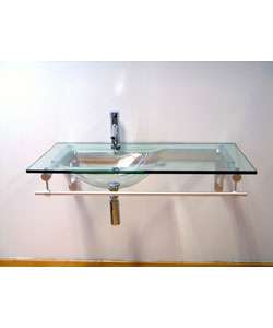 Modern Glass Vanity with Formed Glass Sink  