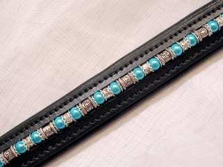 Blue Crystal Beaded Dressage English Bridle Browband  