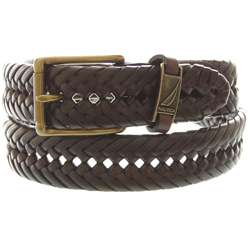Nautica Mens Genuine Leather Braided Belt  