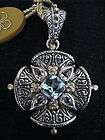 TOPAZ CROSS ENHANCER BARBARA BIXBY PENDANT SS 18K SILVER GOLD MALTESE