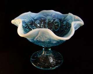Fenton Blue Opalescent Water Lily Compote Dish  