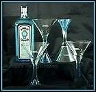 Bombay SAPPHIRE Dry Gin Etched Crystal Twisted Blue Stem Martini 
