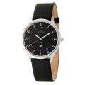 Skagen Mens Classic Stainless Steel Black Leather Watch Was 