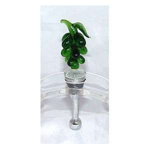 New Hand Blown Glass Green Grapes Wine Stopper Kitchen 