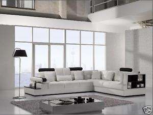 117 Sectional Sofa Modern WHITE LEATHER bookshelf BIG  