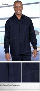 Mens Luxurious Long Sleeve Stripe Walking Suit 2 Piece Set 2757 