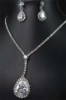   Bridesmaids Diamante Crystal Necklace Earrings Set Prom 27  