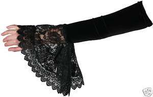 Victorian Flaired Bridal Prom Goth Long Arm Gloves 1508  