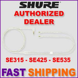 SHURE IN EAR REPLACEMENT CABLE SE315 SE425 SE535 CLEAR 042406198714 