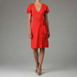 Calvin Klein Womens Poppy Mock Wrap Dress  