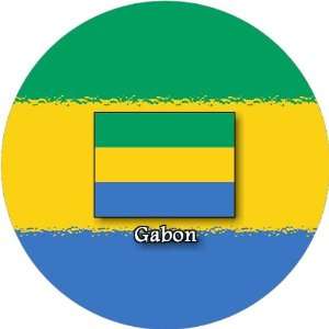  58mm Round Badge Style Keyring Gabon Flag