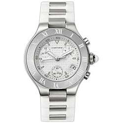 Cartier Womens Must 21 Chronograph White Watch  