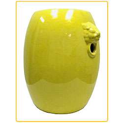 Dragon Head Yellow Ceramic Garden Stool  