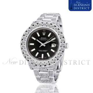   DIAL STAINLESS STEEL WATCH WITH CUSTOM 25.40CT TOTAL PAVE SET DIAMONDS