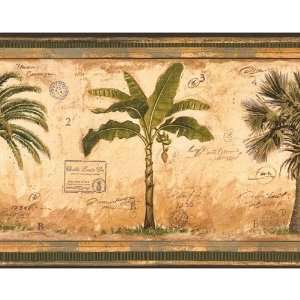 Wallpaper Border British East Indies Tropical Palm Trees  