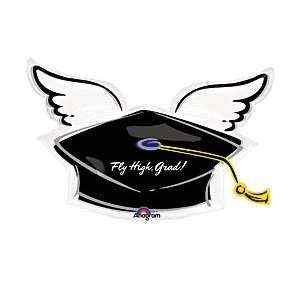    Fly High Grad Black Graduation Cap 33 Mylar Balloon Toys & Games