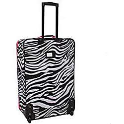 Rockland Designer Pink Zebra 4 piece Luggage Set  