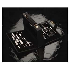 Deluxe 11 piece Nickel plated Manicure set in Leather case [ Solingen 