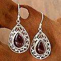 Sterling Silver Vivid Scarlet Garnet Earrings (India 