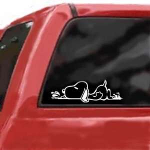 SNOOPY All POOPED out WHITE Vinyl Car Sticker/Decal (Peanuts,Comics 