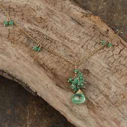 Rafia 14k Goldfill Green Topaz and Emerald Necklace  