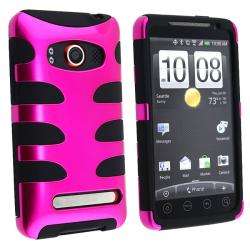 Black/ Pink Fishbone Snap on Case for HTC EVO 4G  