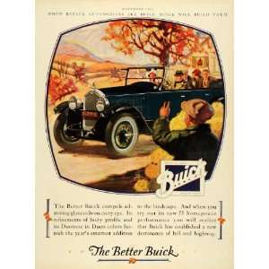 1925 Ad Blue Duotone Duco Color Buick Convertible Car Autumn Fall Tree 