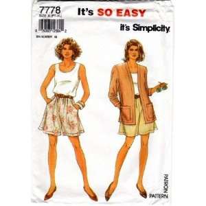 Simplicity Misses Pattern 7778 (Shorts, Top, Unlined Jacket) (Sizes 