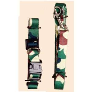  Green Camouflage Dog Leash & Collar Set (Medium) Pet 