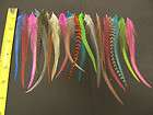 19 REAL WHITING GRIZZLY AND SOLID ROOSTER FEATHERS FOR HAIR EXTENSIONS 