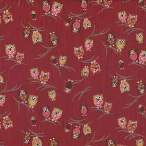  Japanese Owls on Red