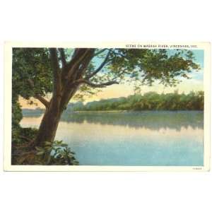   Postcard Scene on Wabash River   Vincennes Indiana 