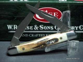 Case XX 2008 DAMASCUS Tiny Muskrat Knife India Stag #06059  