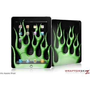  iPad Skin   Metal Flames Green   fits Apple iPad by 