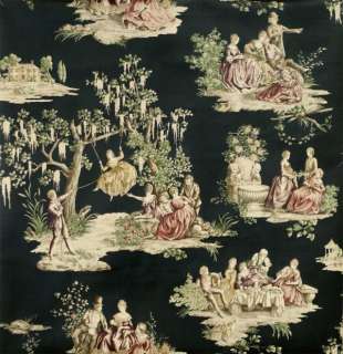 Charming 18th Century Scenes on Black Wallpaper Double Rolls  