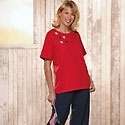 STARS AND STRIPES RED AND NAVY CAPRI PANT AND TOP SET SIZE XL NEW 