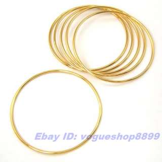 SIX RING BANGLE SET 18K YELLOW GOLD GP SOLID FILL GEP LADY 