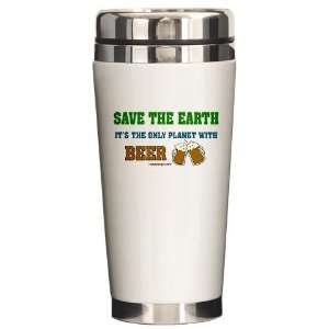 Save The Beer Funny Ceramic Travel Mug by   