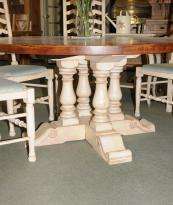 Round Farmhouse Painted Kitchen Dining Table Oak  