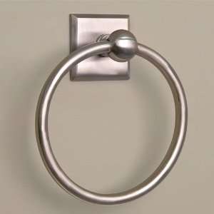   Brass Towel Ring with Square Base   Brushed Nickel