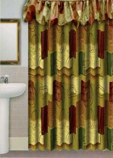 Fabric Shower Curtain with Balloon Valance + Shower Curtain Rings 