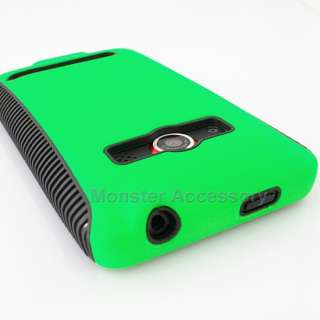 Green Dual Flex Hard Case Gel Cover For HTC Evo 4G  