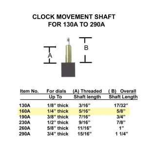 Quartz Clock Movement  Motor Kit w/ hands 6 shaft sizes  