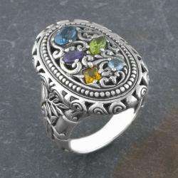 Sterling Silver Multi Gemstone Cawi Ring (Indonesia)  