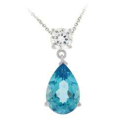 Glitzy Rocks Sterling Silver Pear cut Swiss Blue Topaz Necklace 