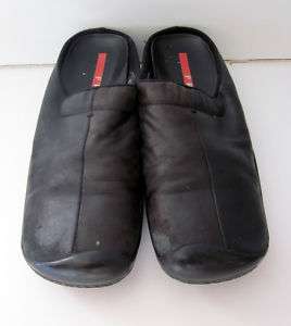 PRADA red line black comfort leather mule slides clogs shoes 36.5 6.5 