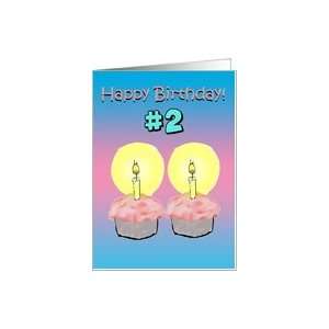  Happy Birthday 2 Two Years Old Cupcake Candles Card Card Toys & Games