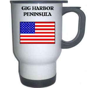 US Flag   Gig Harbor Peninsula, Washington (WA) White Stainless Steel 