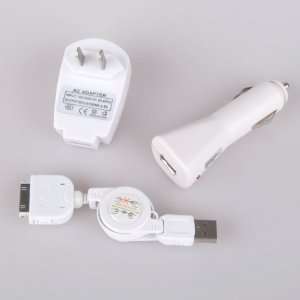  USB Charger Kit for iPod iPhone 3G 3GS Wall Charger + Car Charger 