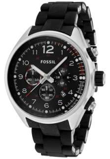 Fossil Watch CH2697 Mens Flight Chronograph Black Dial Black Silicon 